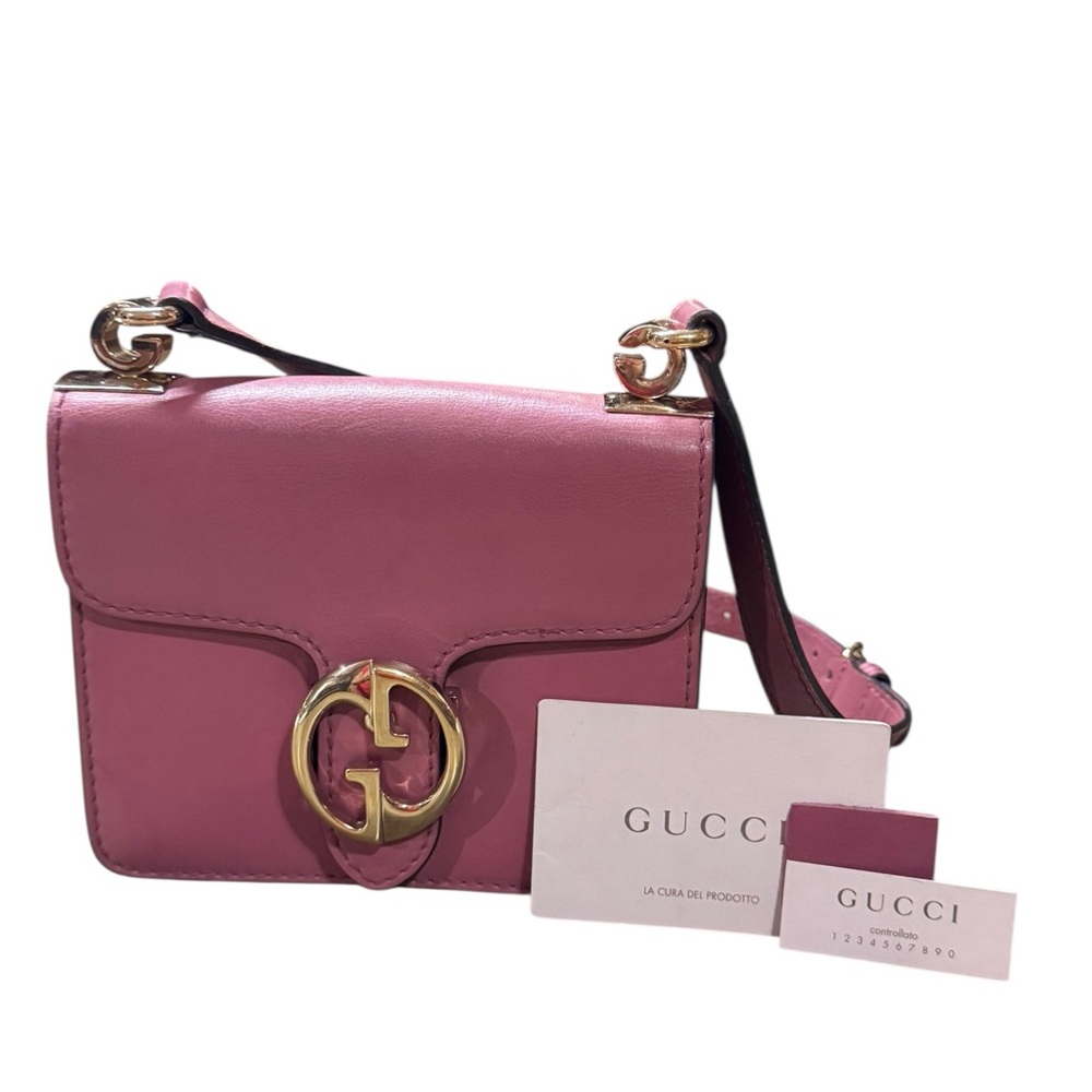 Gucci 1973 Shoulder Bag Cowhide Rose Red Small